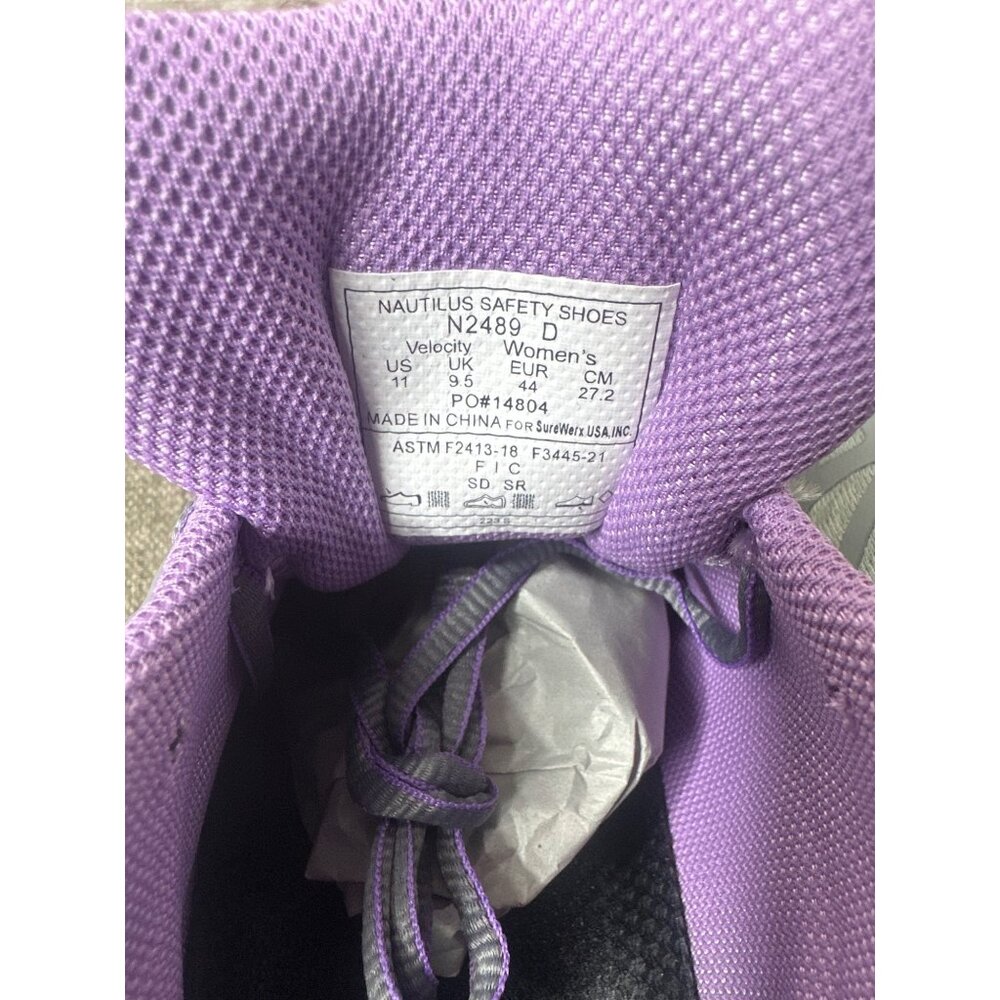 Nautilus Womens Size 11 D Steel Toe Athletic Work Shoes Gray & Purple - Picture 7 of 9